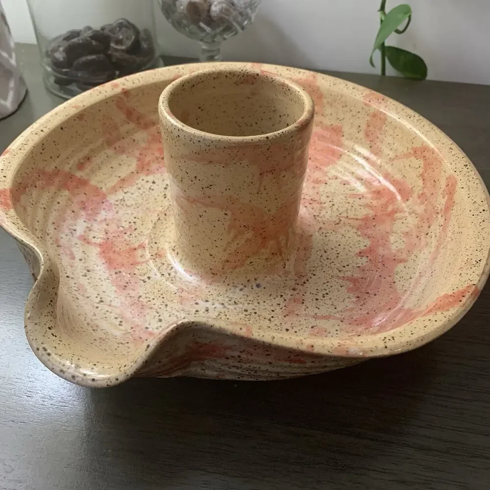 Cottage Pottery Vertical Chicken Roaster, With Spout and Handle, Glazed
